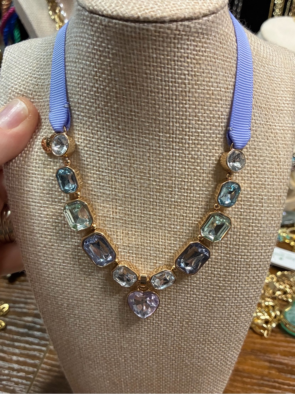 J. Crew was Lavender Ribbon Multicolor Crystal Necklace - Women Jewelry